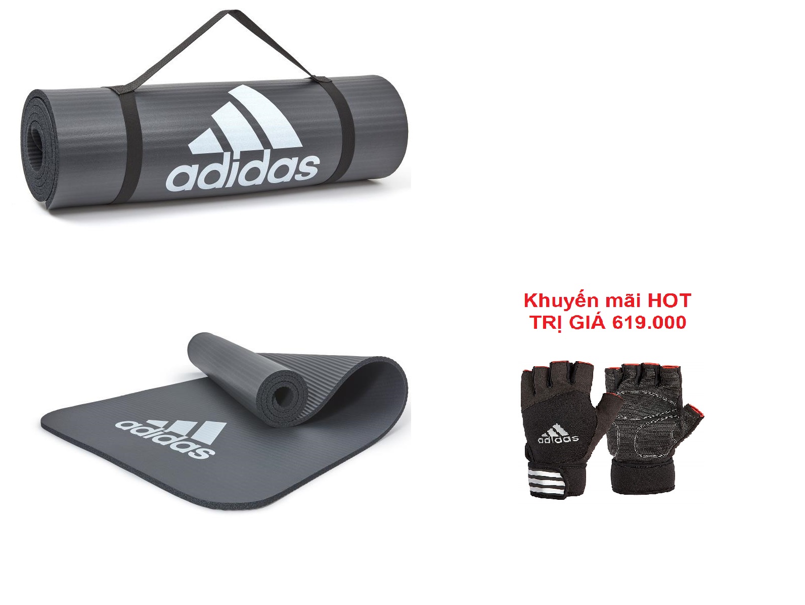 THẢM TẬP THỂ LỰC ADIDAS ADMT-11015 - KÈM GĂNG TAY ADIDAS ADGB-1423 (Hàng trưng bày)