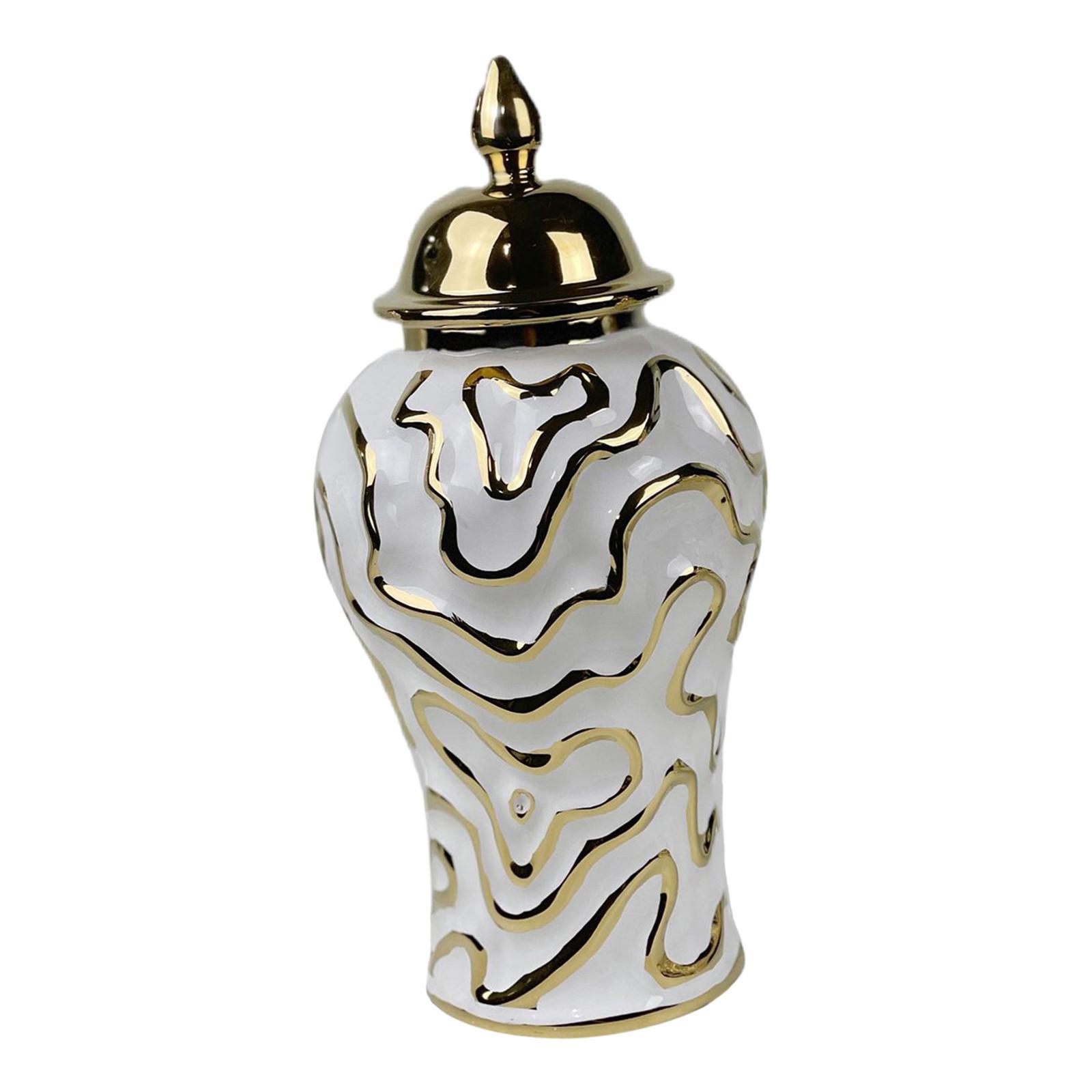 Porcelain Ginger Jar with Lid Traditional Decor Jar Ceramic Flower Vase