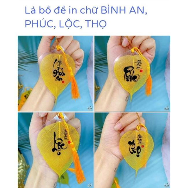 LÁ BỒ ĐỀ IN CHỮ BÌNH AN, PHÚC, LỘC, THỌ ( KÈM TÚI ĐỰNG