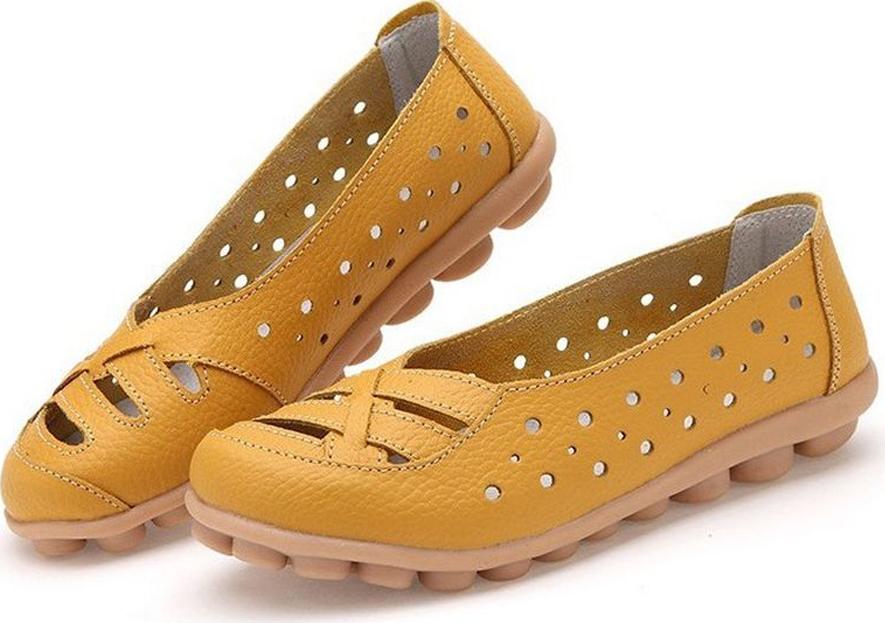 Women's Flat Hollow Loafers Soft Bottom Casual Peas Shoes Boat Shoes