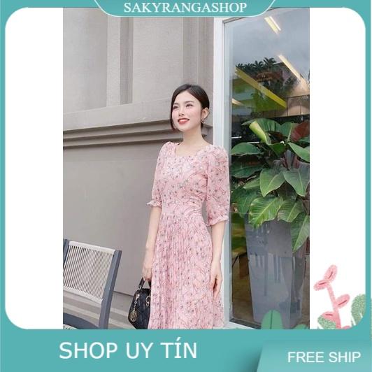 ĐẦM XOÈ VOAN HOA DẬP LY TAY LỠ