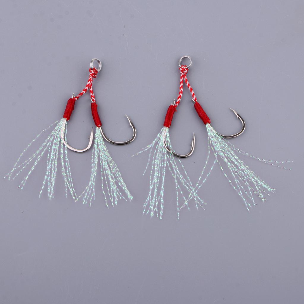 2 Cái Thép Không Gỉ Hỗ Trợ Móc Câu Cá Biển Jig Jigging Móc Gai