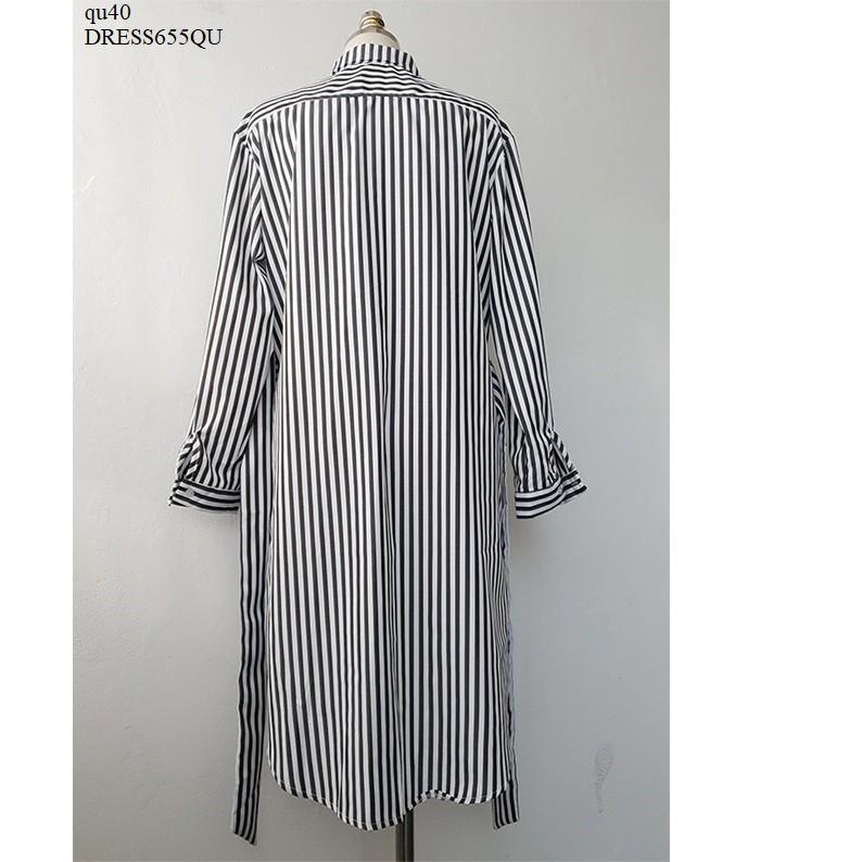 DRESS546 ĐẦM SỌC SƠ MI THẮT EO