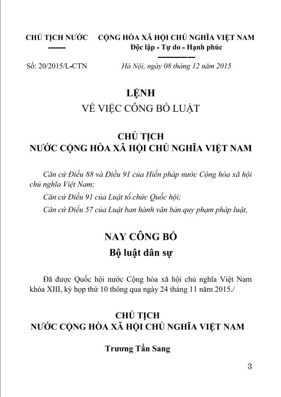 Sách - Bộ Luật Dân Sự Nước CHXHCN Việt Nam  - ndbooks