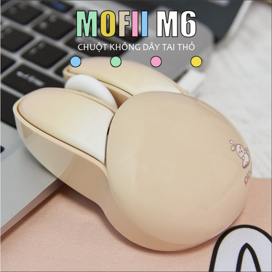 Chuột không dây văn phòng Pippi Rabbit MOFII M6 Wireless 2.4Ghz thiết kế tai thỏ - JL - GIAO MÀU NGẪU NHIÊN