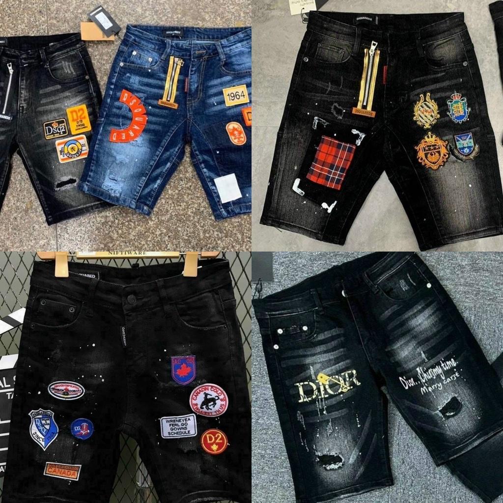 quần short jean nam ngắn ngố đẹp,chất bò khóa kéo lệch thêu logo nhiều mẫu giá tốt