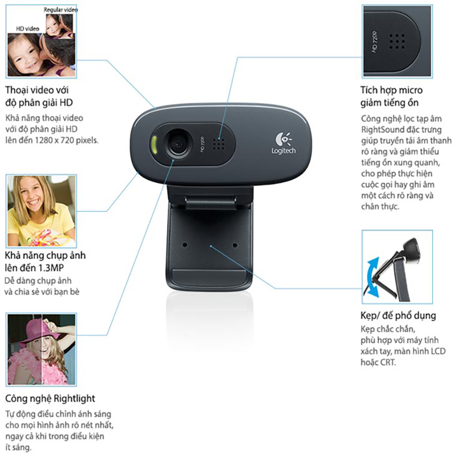 Webcam Logitech C270 720P - Hàng chính hãng