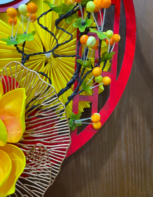 Mẹt hoa giả treo trang trí - đường kính 35 đến 45 cm - hoàn thiện y hình - Cây giả, hoa lụa Decor trang trí nhà cửa - Vòng số 7