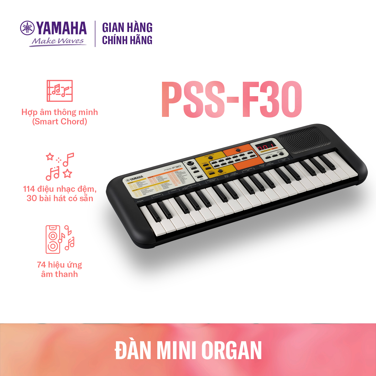 Đàn Organ điện tử (Keyboard) YAMAHA cho bé PSS-F30 với hơn 100 tiếng nhạc và nhạc đệm, phù hợp cho trẻ em trên 6 tuổi