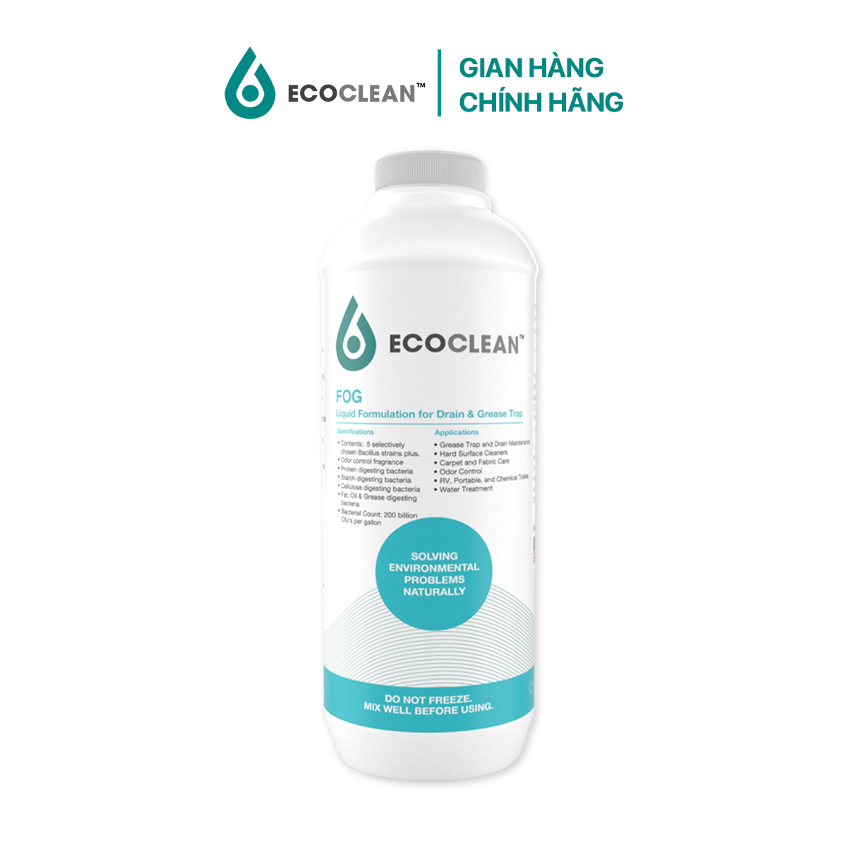 Vi Sinh Xử Lý Dầu Mỡ, Khử Mùi - EcoClean FOG - Chai 1Lít - Chính Hãng Từ USA