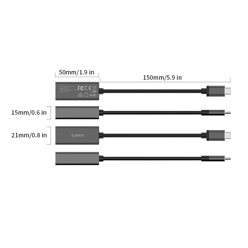 Bộ Chuyển Đổi Orico USB Type-C Sang Cổng LAN Giga Orico XC-R45-BK - Hàng Chính Hãng