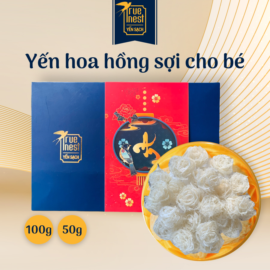 Tổ yến sào tinh chế True Nest - Yến hoa hồng nhiều sợi cho bé