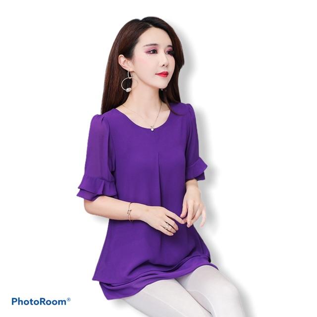 Áo voan tím hai lớp cao cấp BT32-0820