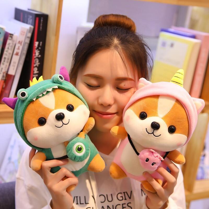 Gấu Bông Gối Ôm Chó Shiba Cosplay Size 25cm Cún Con Đáng Yêu Quà Tặng Cute Vải Co Dãn 4 Chiều