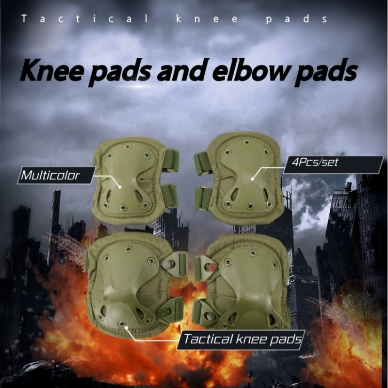 2 cặp/bộ chiến thuật đầu gối pad khuỷu tay cs quân đội quân đội Airsoft Săn bắn thể thao ngoài trời Kneepad Gear an toàn Color: G