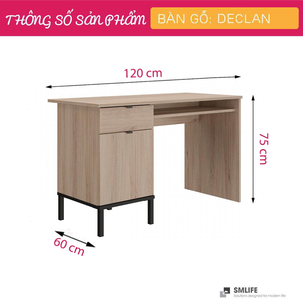 Bàn làm việc cá nhân gỗ kiểu dáng nhỏ gọn SMLIFE Declan