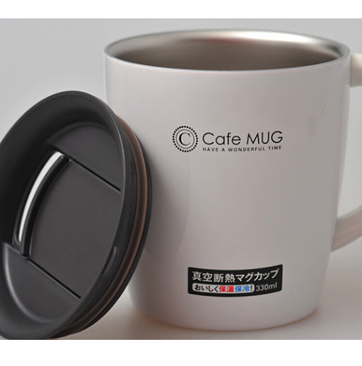 Cốc inox giữ nhiệt Cafe Mug 330ml có gioăng silicon & nắp trượt chống tràn TẶNG KÈM 01 Set 150 ống hút đa sắc màu Seiwa Pro có thể tái sử dụng nhiều lần