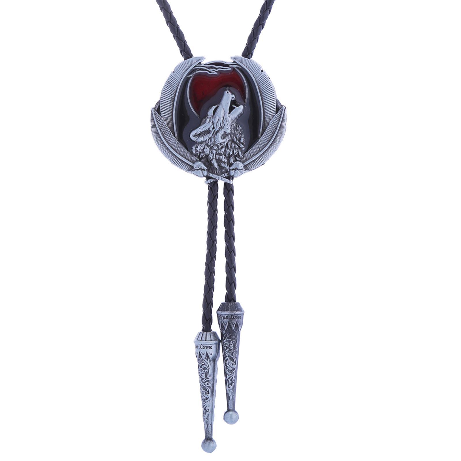 PU Western Bolo Tie Necktie Adjustable Women Men Pendant Costume Necklace