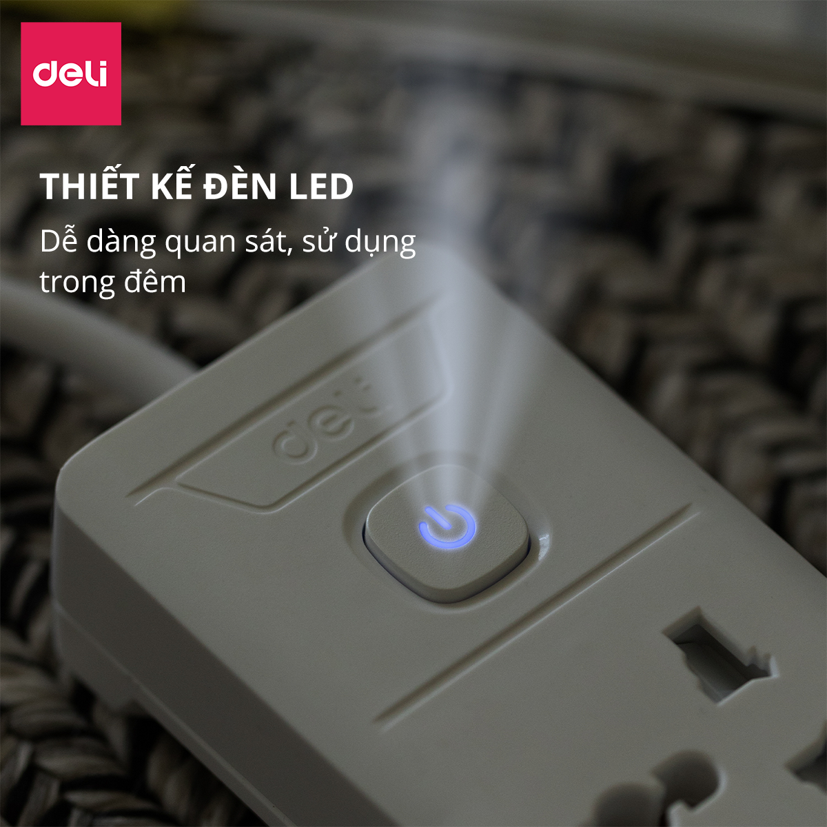 Hình ảnh Ổ Cắm Điện Đa Năng Kèm Cổng USB Có Công Tắc Chống Giật Chống Cháy Chất Lượng Cao Deli - Hàng Chính Hãng - ET407 408