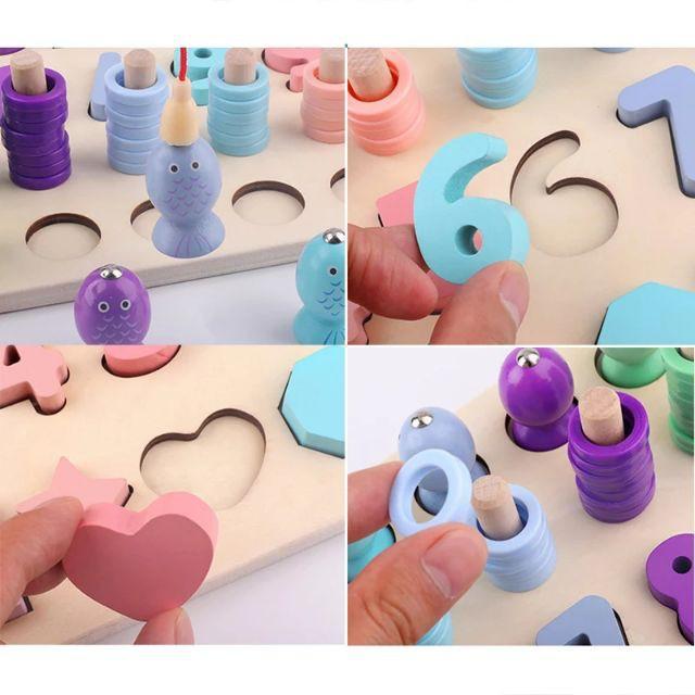 Cột tính câu cá 4 trong 1, siêu đẹp, gỗ an toàn cho bé