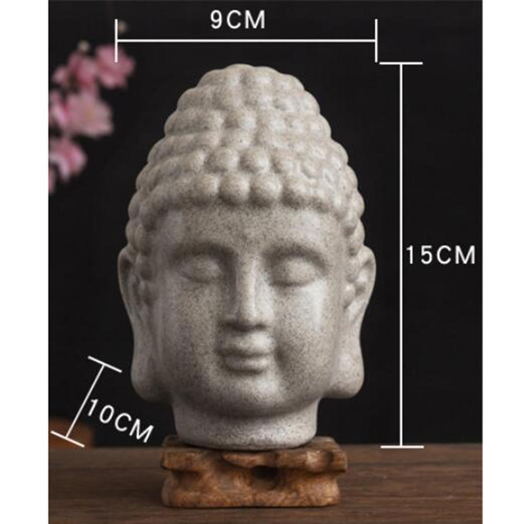 Meditating Buddha Head Statue Home Outdoor Garden Patio Deck Porch Art Decor