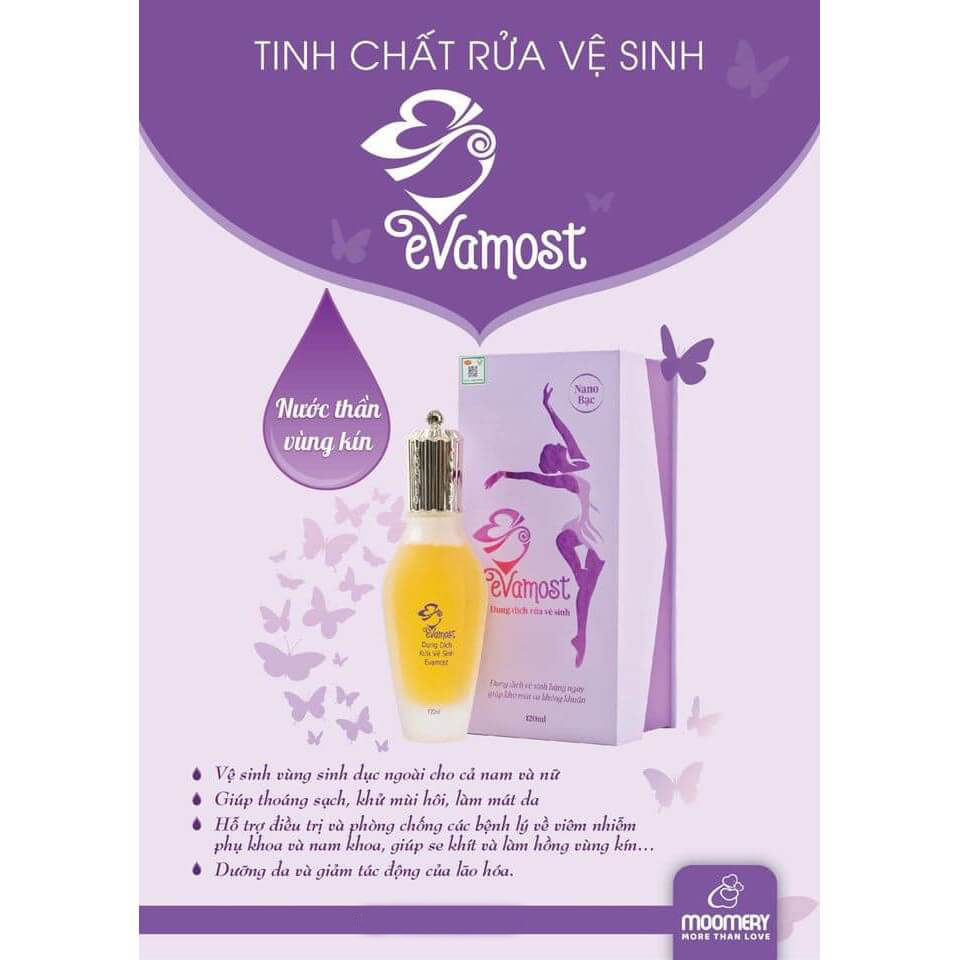 Dung Dịch Rửa Vệ Sinh Evamost Giúp Sạch Khuẩn, Se Khít, Dưỡng Hồng, Thơm Quyến Rũ - Chai 120ml - Chính hãng