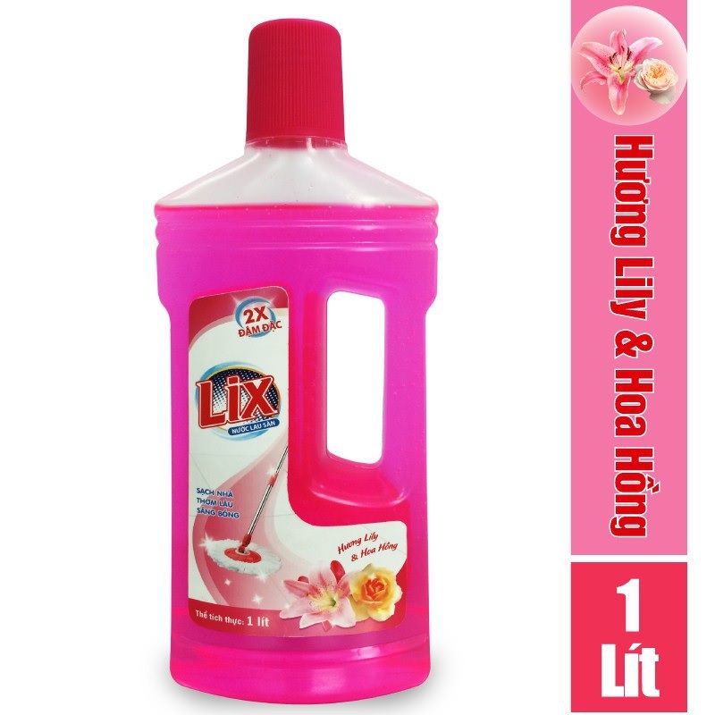 COMBO số 55 gồm Nước giặt Lix đậm đặc hương hoa 2kg NG201 + Nước rửa chén Lix siêu sạch hương chanh 1.4kg NS140 + Nước lau sàn Lix hương lily và hoa hồng 1 lít LSL02