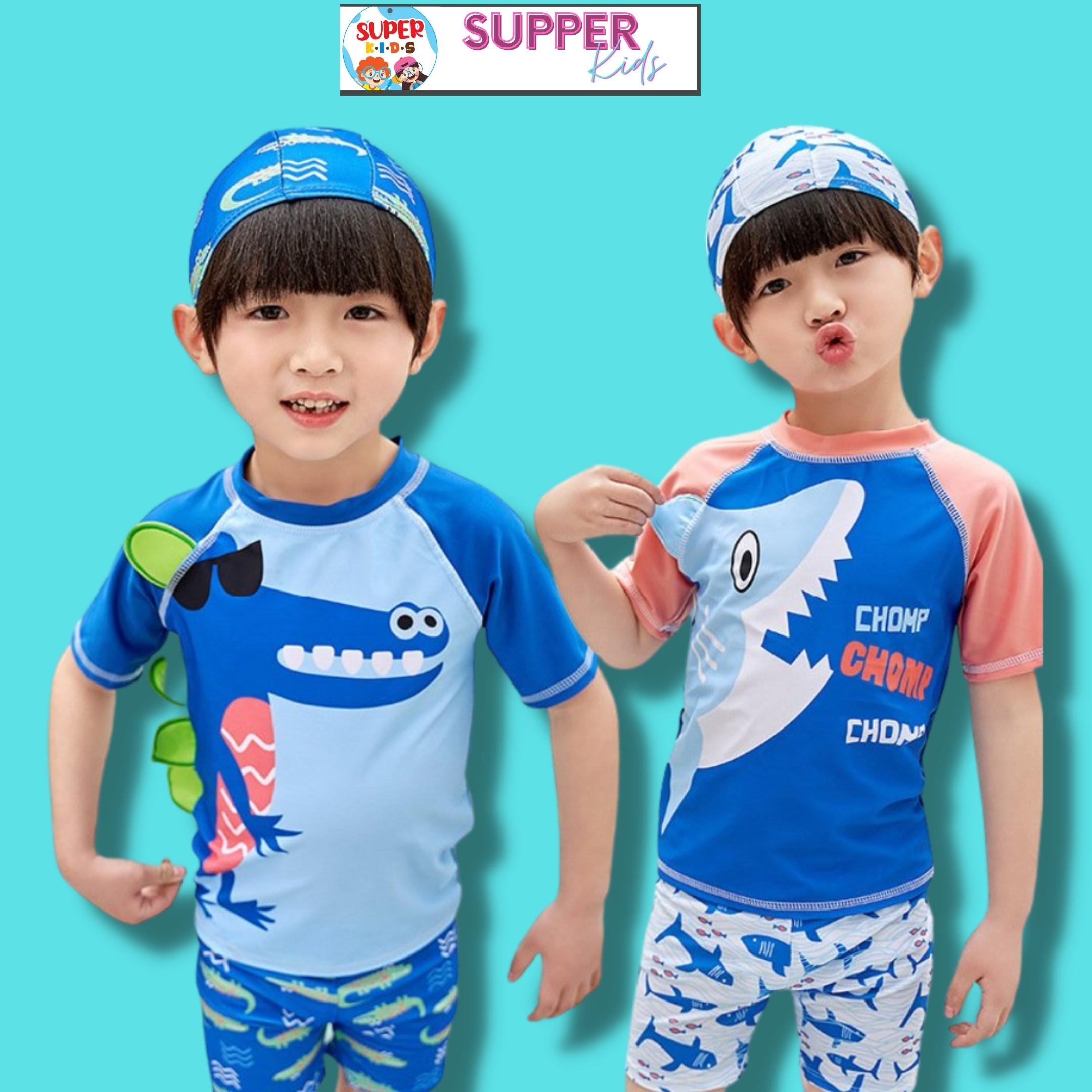 Bộ đồ bơi áo quần và nón cho bé trai supperkids