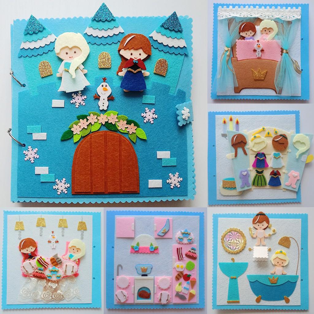 Đồ chơi Sách vải Búp bê Công chúa Elsa (Hình thật 100%) - Quiet Book Frozen - Đồ chơi sách vải Handmade Elsa cho bé gái