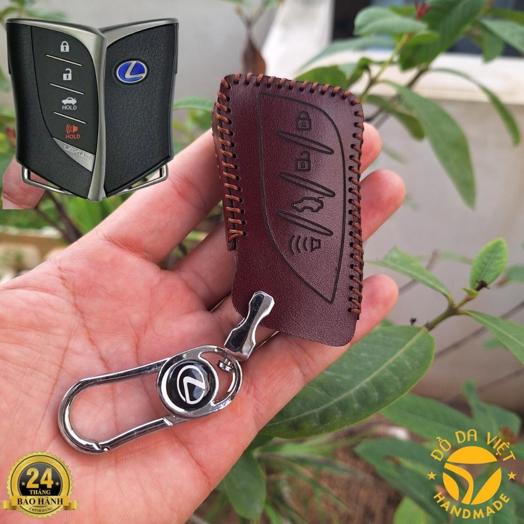 Bao da chìa khoá Lexus handmade da thật 100% - Lexus ES, LS, LC, UX bảo hành 2 năm, đỏ đô