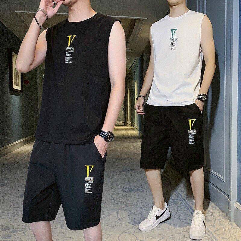 Set bộ đồ nam in chữ chất thun cotton co giản 4 chiều thấm hút mồ hôi tốt loại dày đẹp hàng hot trend cá tính