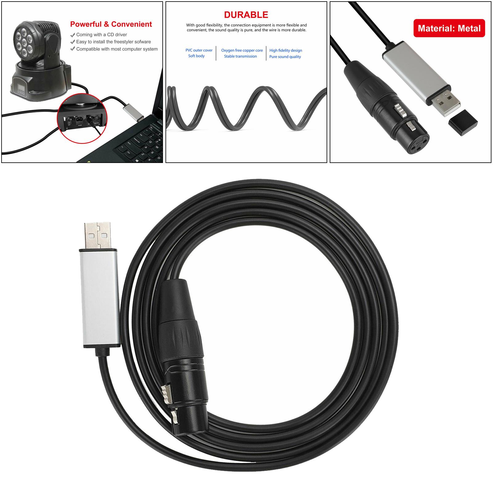 USB to RS485 XLR Female DMX512 XLR Computer PC Stage Studio Cable 1.8m