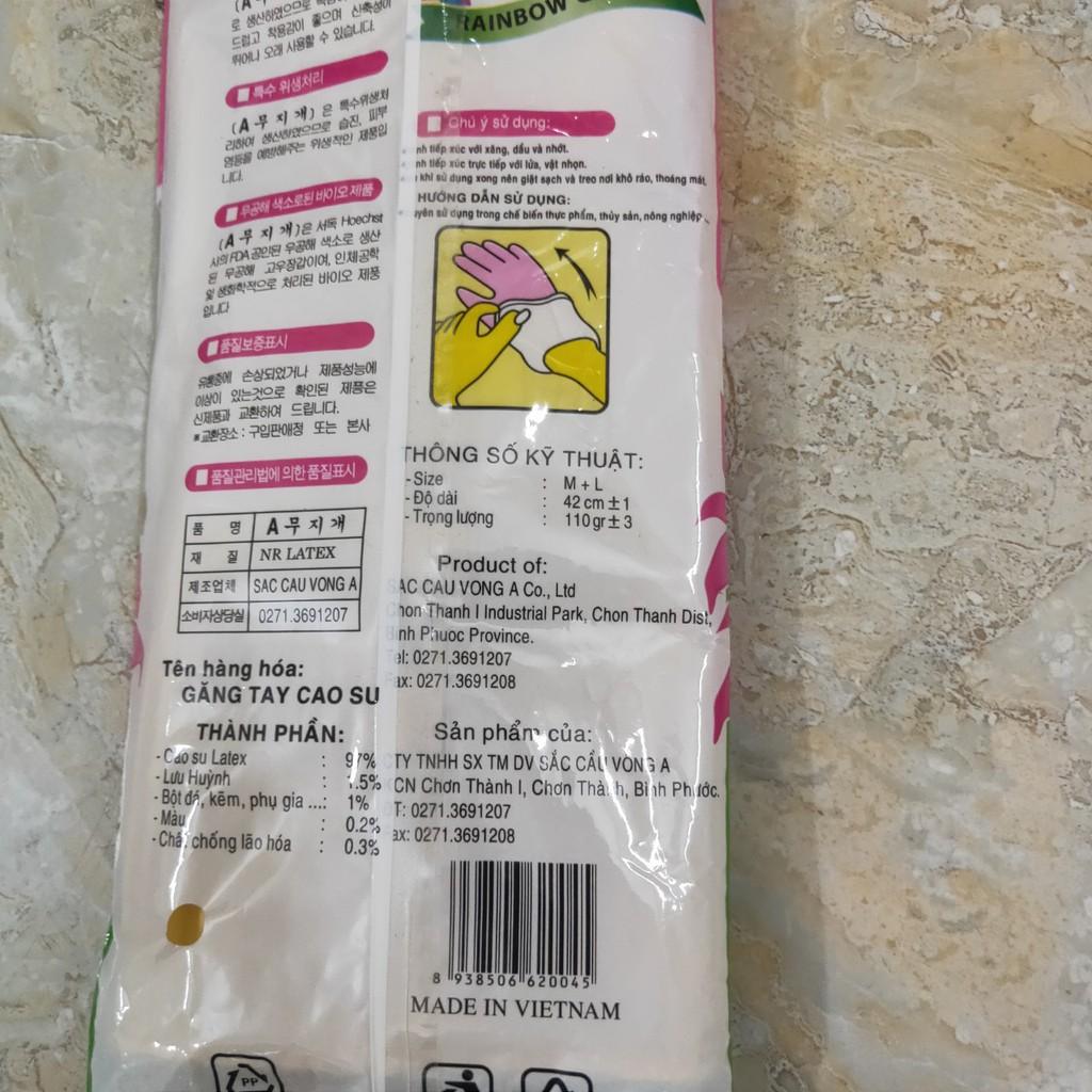 Găng tay chất liệu cao su chống nước dùng Rửa chén hoặc Giặt quần áo Rửa xe màu vàng dài 36cm
