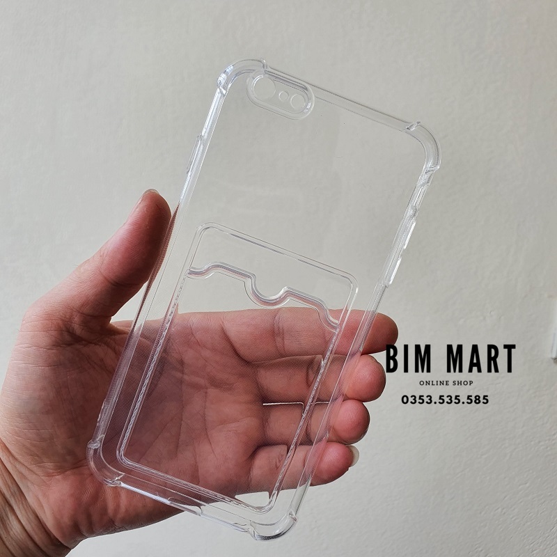 Ốp chống sốc dành cho iPhone 6 Plus, 6s Plus silicon trong suốt kèm ngăn ví đựng thẻ