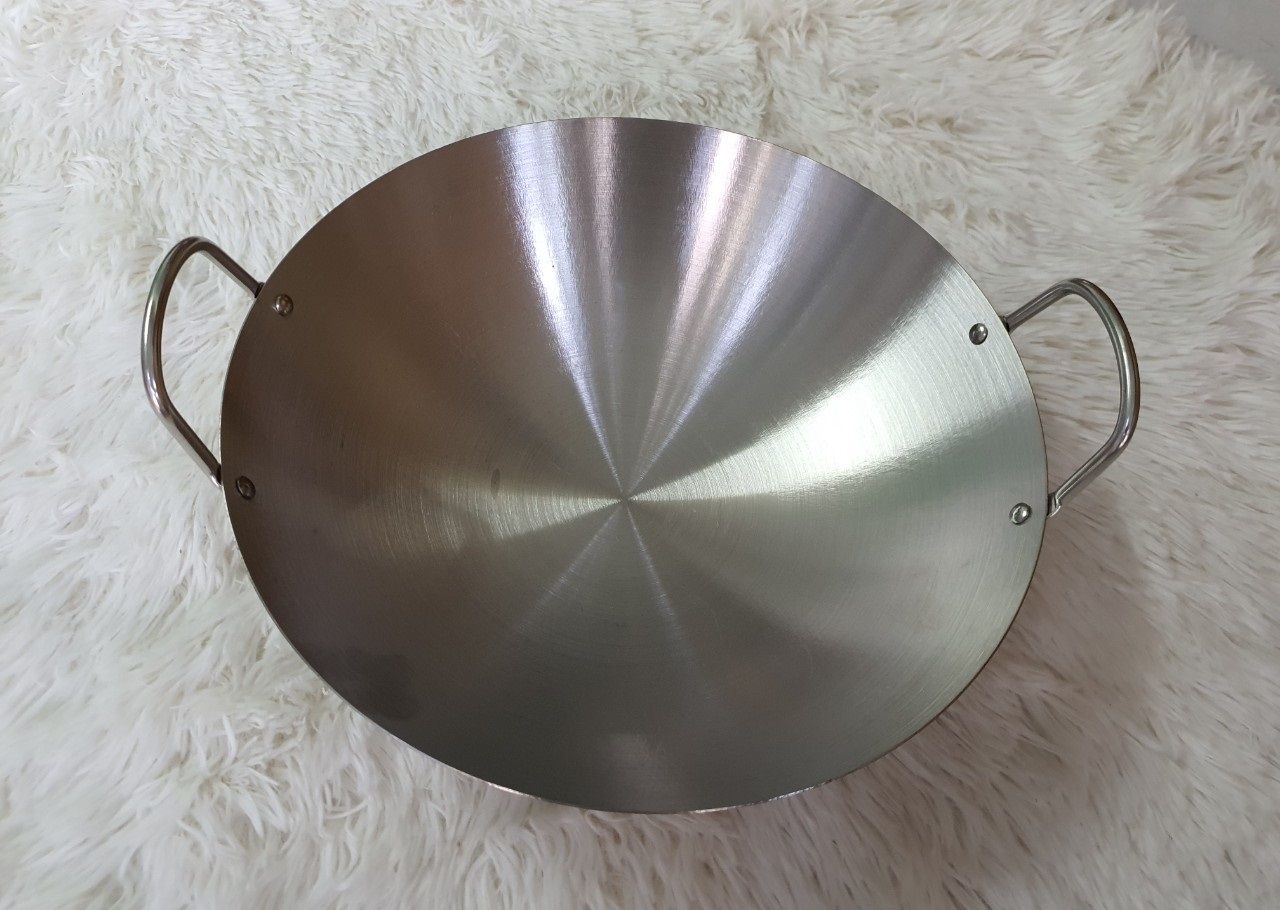 Chảo xào sâu lòng – Chảo inox 2 quai 1 đáy loại nhỏ / Size 30 cm đến 46 cm