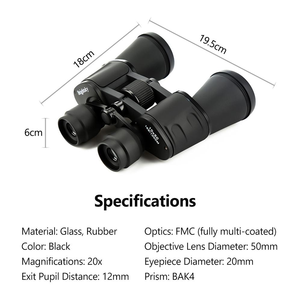 20×50 HD Zoom Binoculars Long Distance High Definition BAK4 Prism Binocular Telescope with Diopter Ring