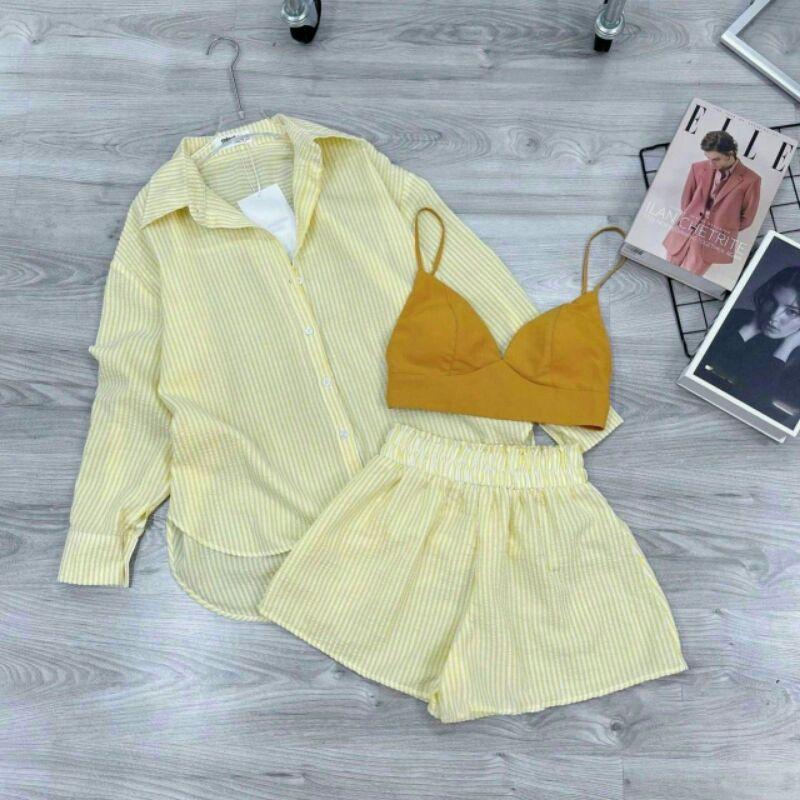 SET ĐI BIỂN BIG SIZE 3 MÓN ÁO KHOÁC KÈM BRA + QUẦN SORT DỄ THƯƠNG