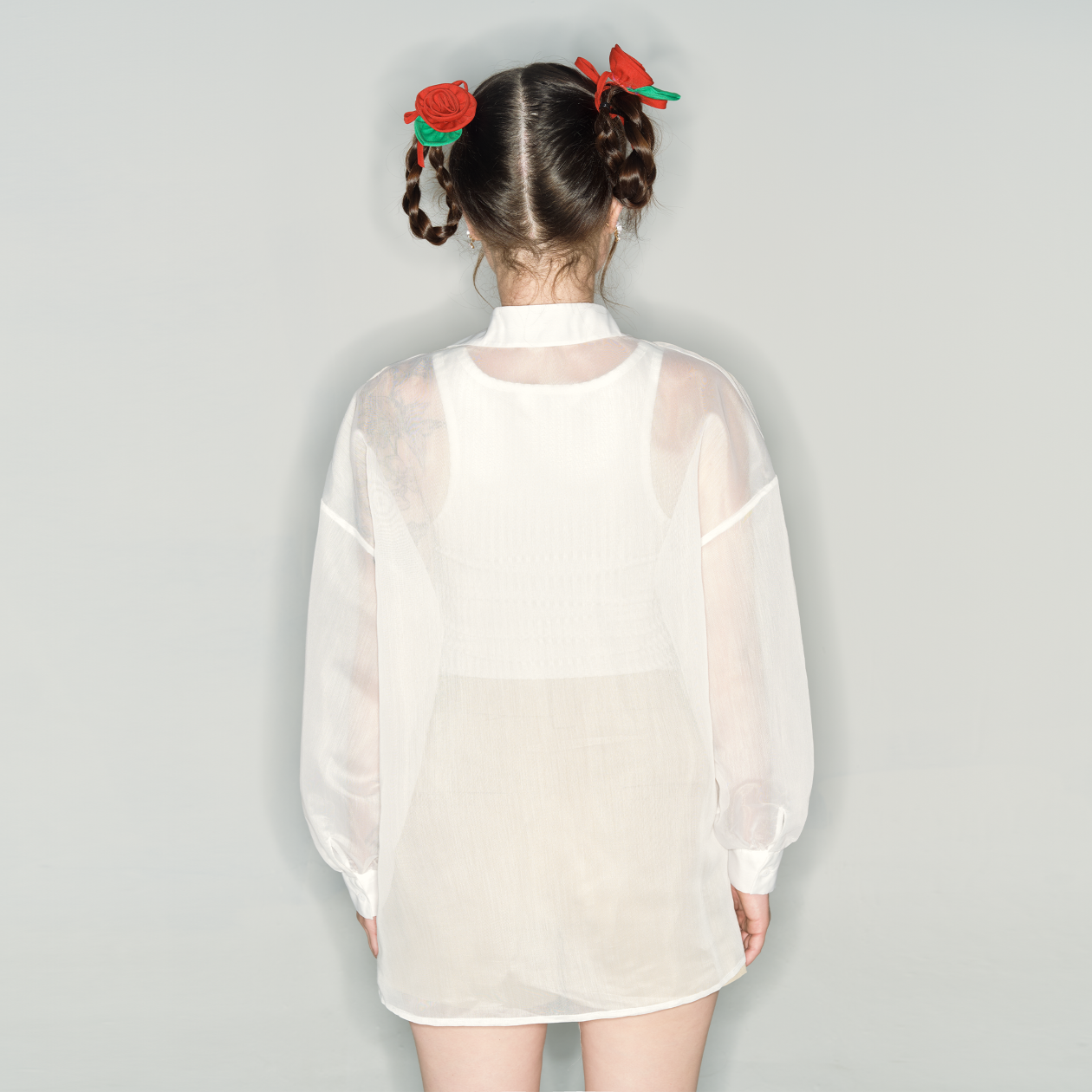DOTTIE - Áo sơ mi kiểu vải organza - Trắng - T0860