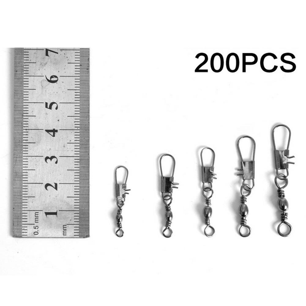 200Pcs Lures Hook Line Fast Link Connector Swivels Coarse Sea Fishing Tackle