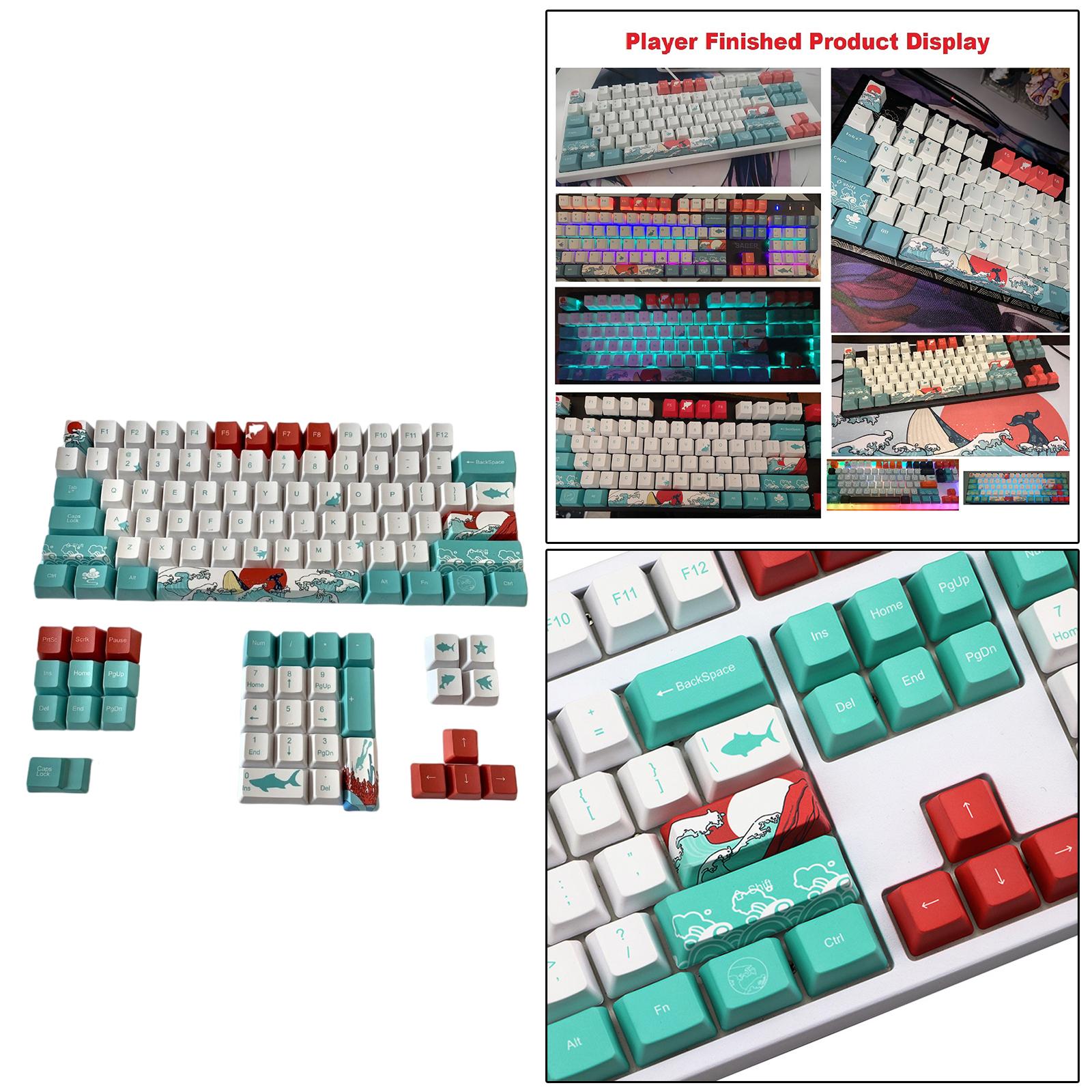 Coral Sea Ukiyo-e DYE-SUB PBT Keycaps for Most Mechanical Keyboards English