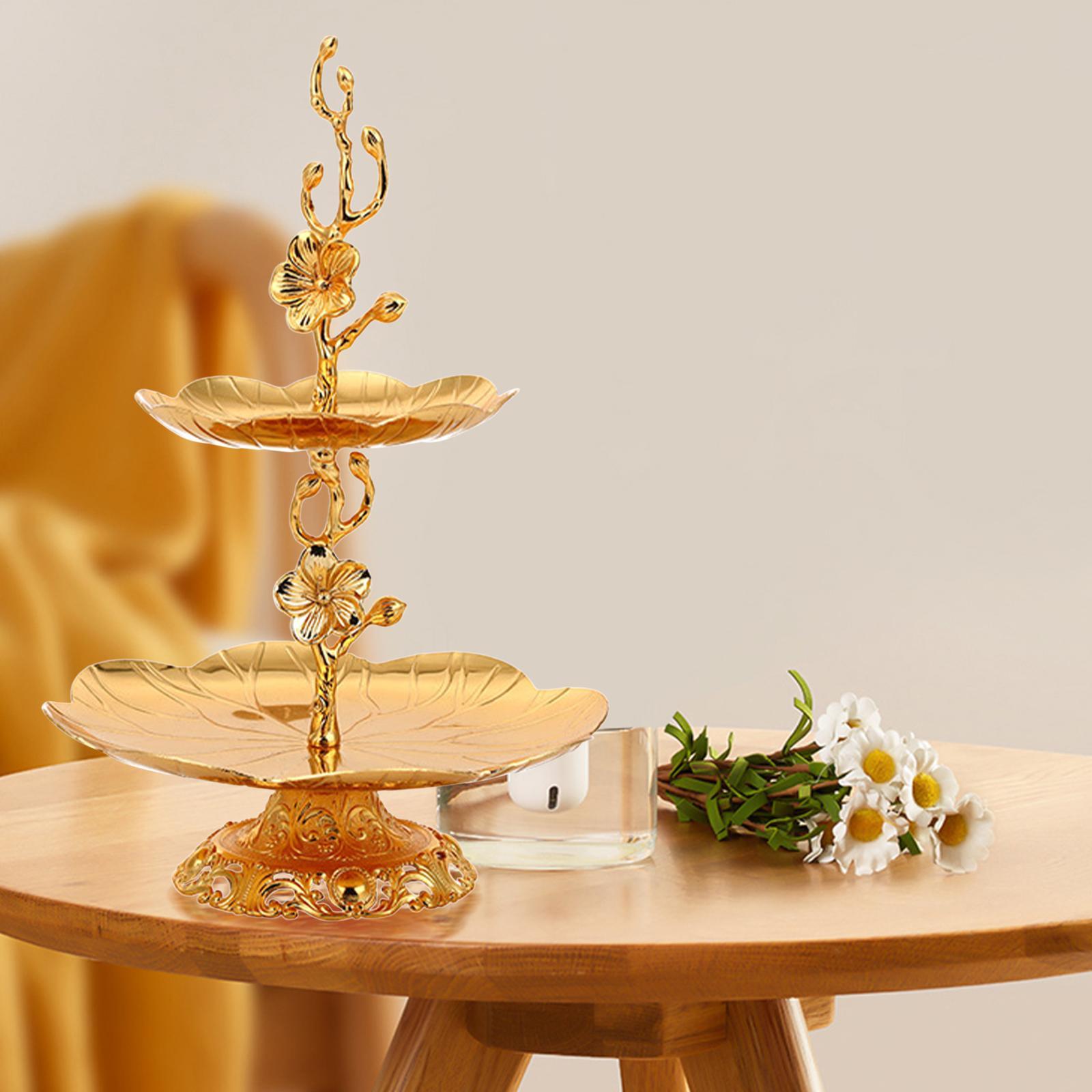 2 Tier Gold Cupcake Stand Figurine Dessert Stand for Wedding Christmas