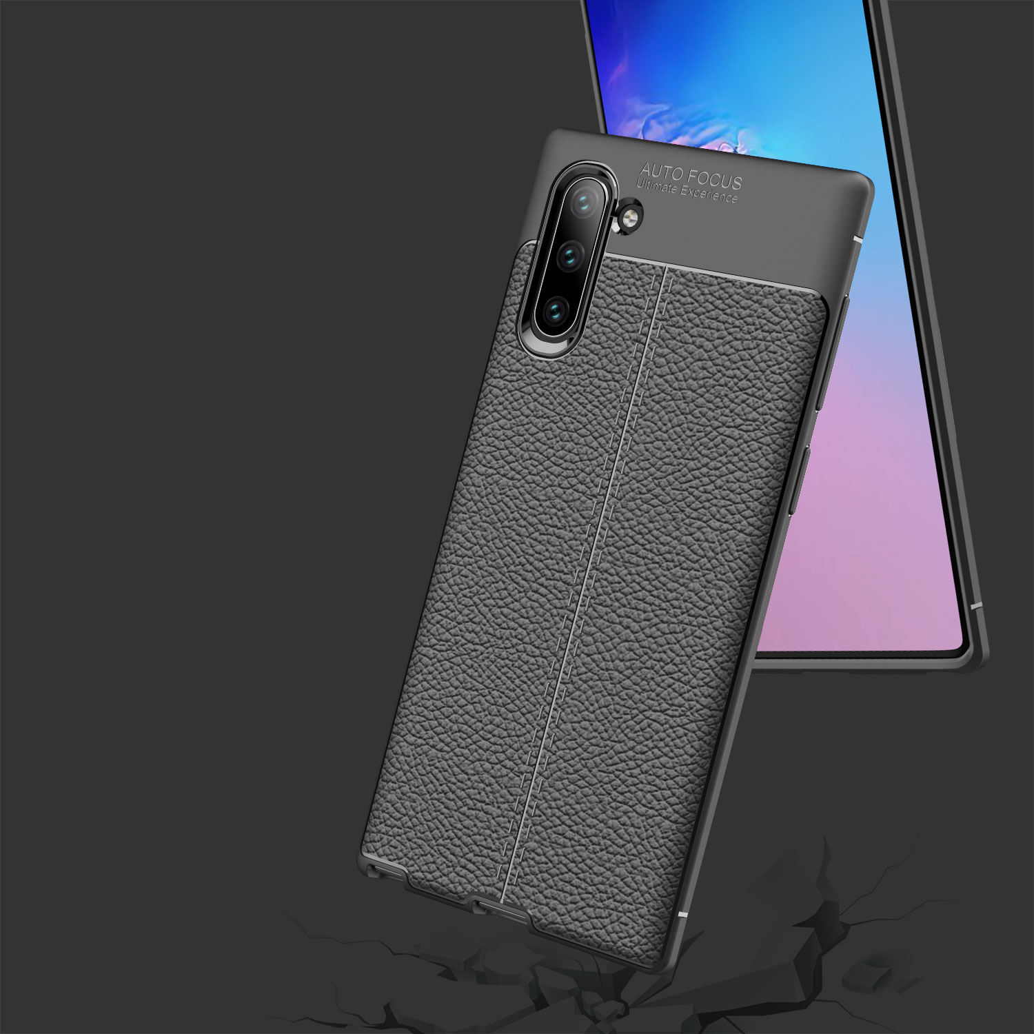 Ốp lưng Auto Focus silicon giả da, chống sốc cho Samsung Note 10 - Hàng chính hãng