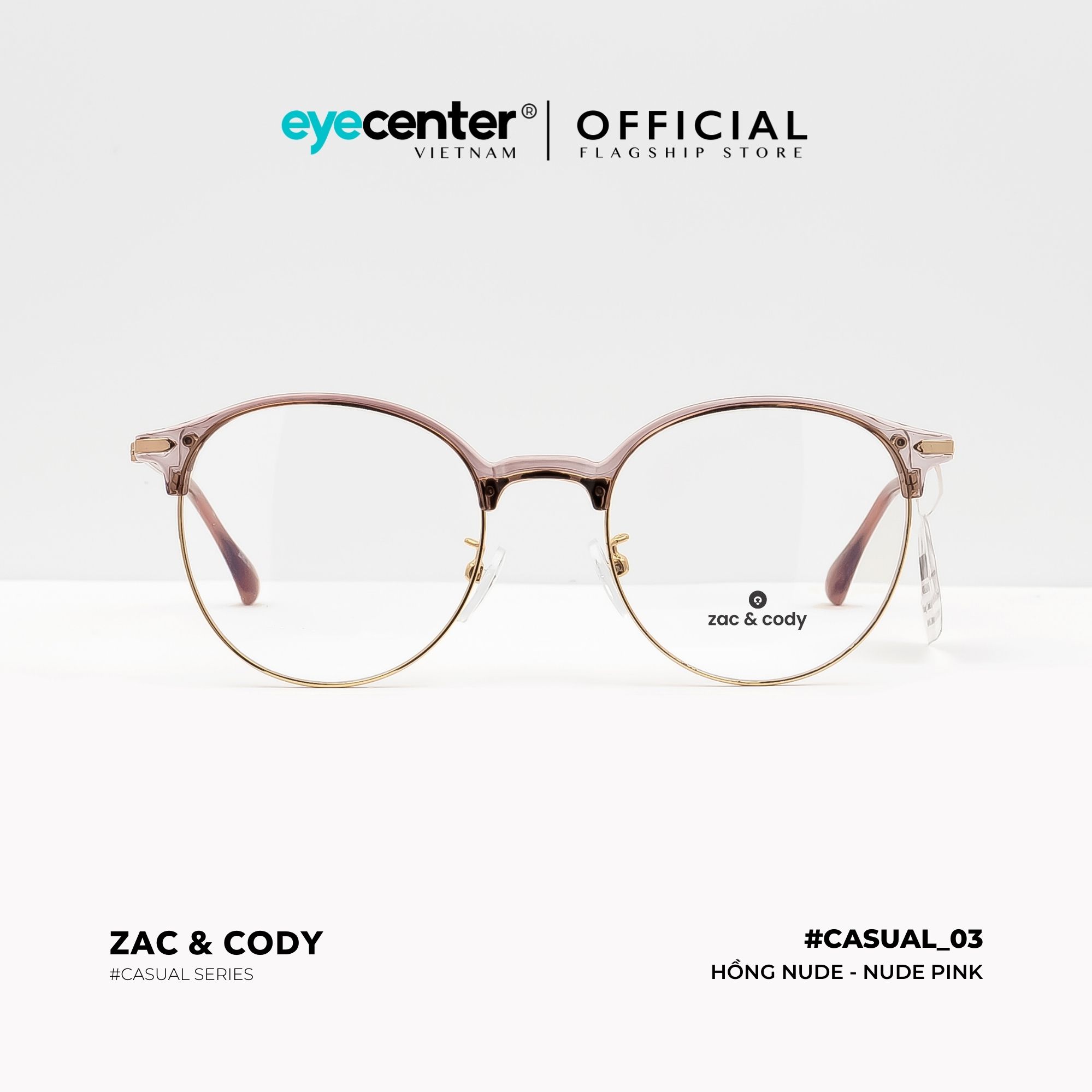 Gọng kính cận nam nữ chính hãng ZAC CODY kim loại chống gỉ nhiều màu C03-S by Eye Center Vietnam