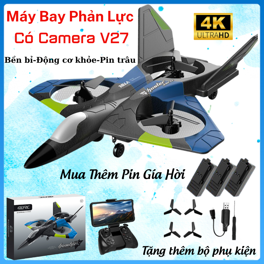 Máy bay điều khiển từ xa V27 có camera kèm pin Pro size 39cm chất liệu xốp EPP cao cấp chống va đập mạnh, Flycam mini giá rẻ, máy bay đồ chơi xốp model bản nâng cấp hơn V17