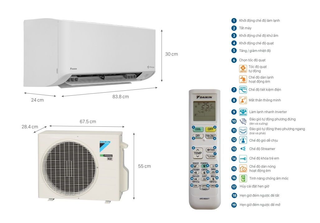 Điều Hòa Daikin 9000BTU 1 Chiều Inverter FTKY25WAVMV - Hàng Chính Hãng - Chỉ Giao Hà Nội