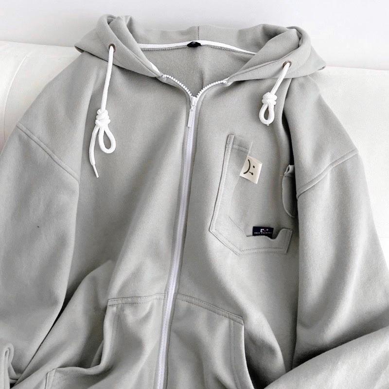 Áo Khoác Hoodie Unisex Zip Nỉ Bông ICON SAD :( màu MINT Nam nữ unisex/Áo hoodie dây kéo có mũ form rộng Jaystoree