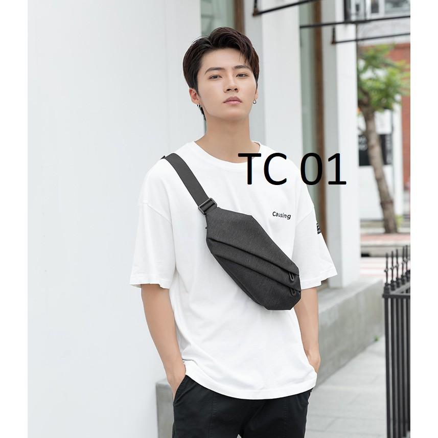Túi đeo chéo nam nữ chất vải dày dặn cứng cáp TC01 nhiều ngăn tiện lợi