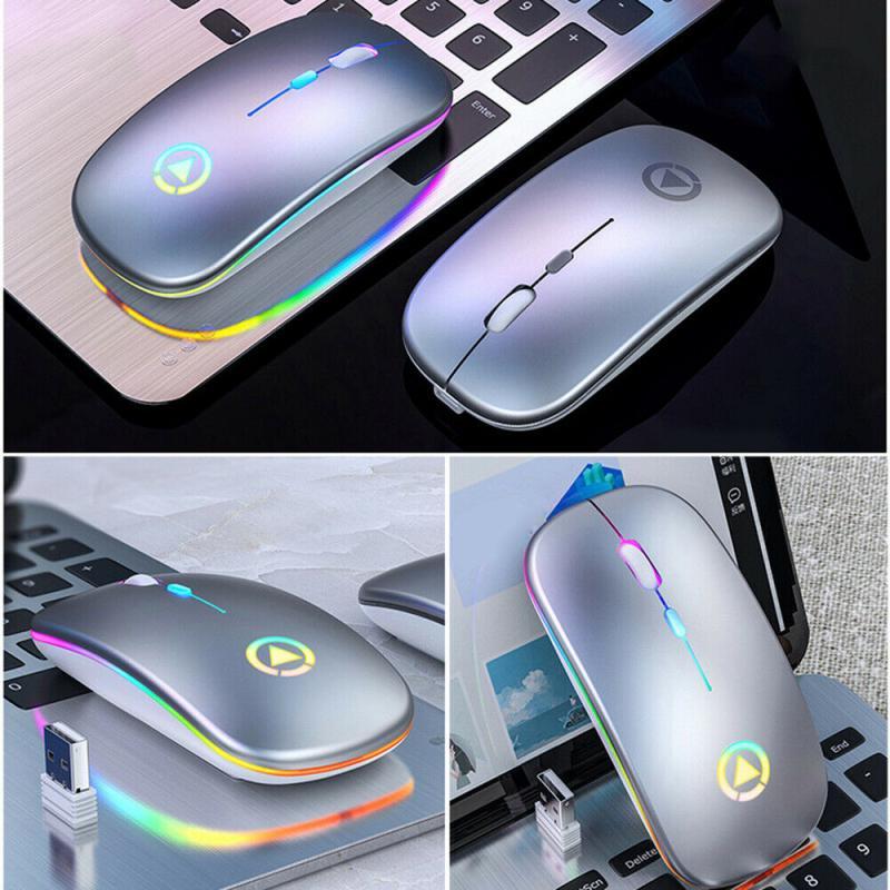 Chuột Không Dây USB Sạc RGB Cho Máy Tính Laptop Máy Tính Im Lặng LED Backlit Công Thái Học Chơi Game Bluetooth Quang
