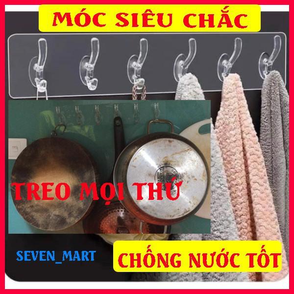 Móc DánTường Trong Suốt 6 Móc Treo Dính Siêu Chắc