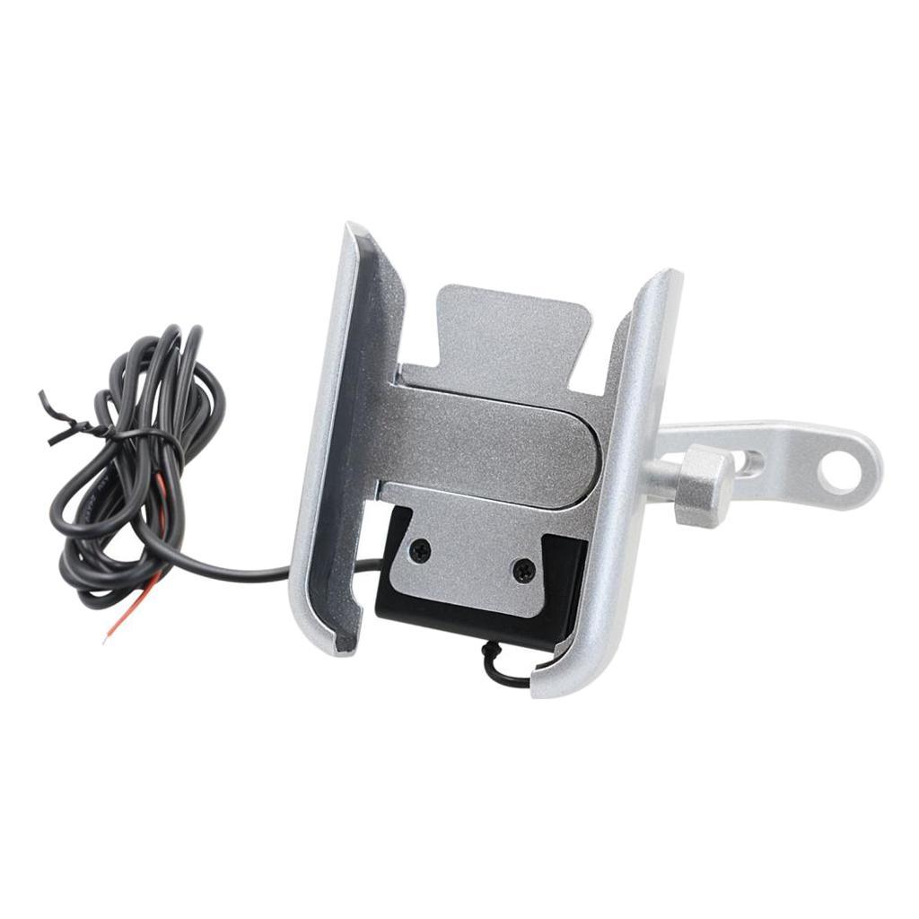 Universal Motorcycle Scooter Phone Mount Holder USB Charger for 4" - 6.5"